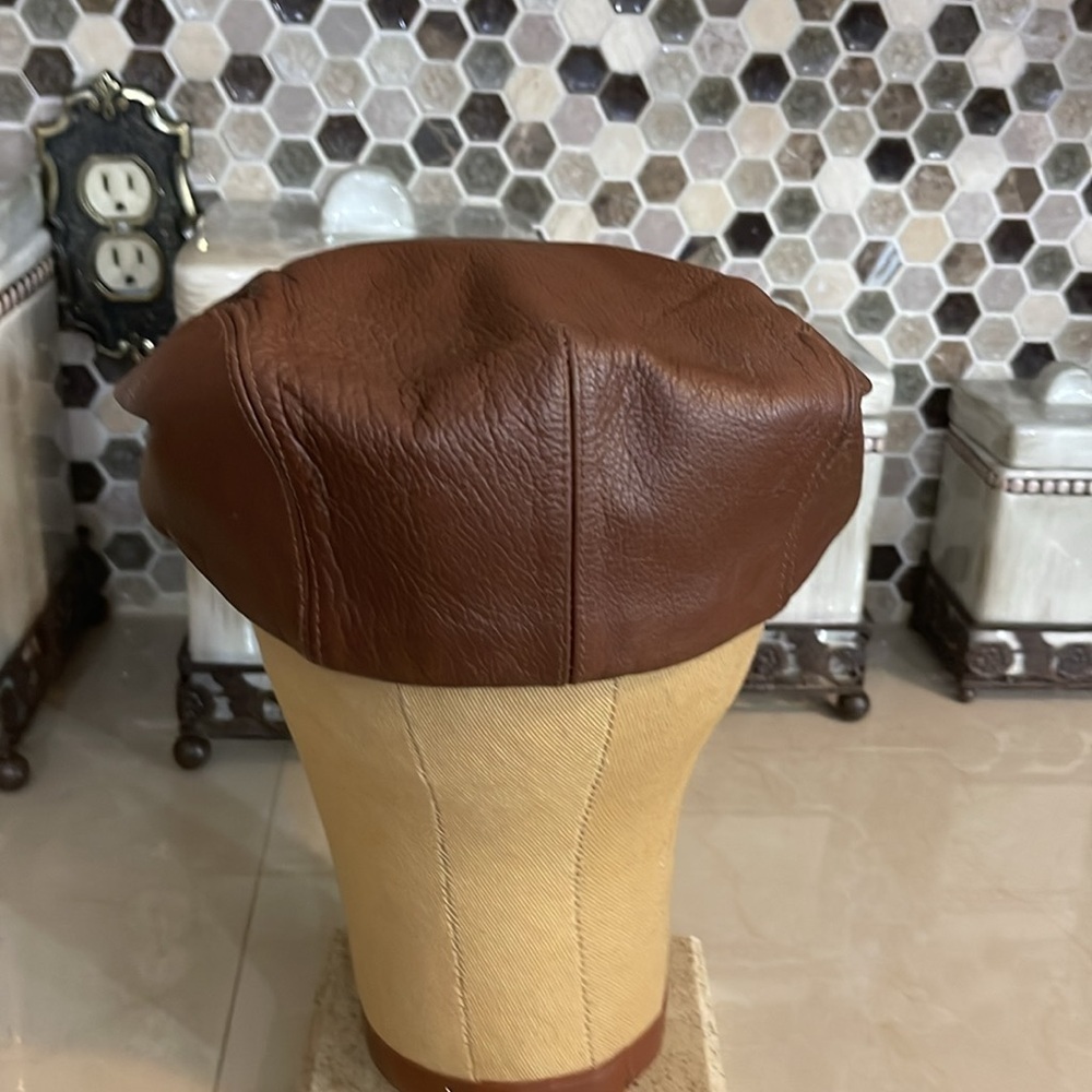 Adams & Spire Unisex Vintage Newsboy genuine leather Cabbie Dutchboy Cap M - Picture 4 of 6